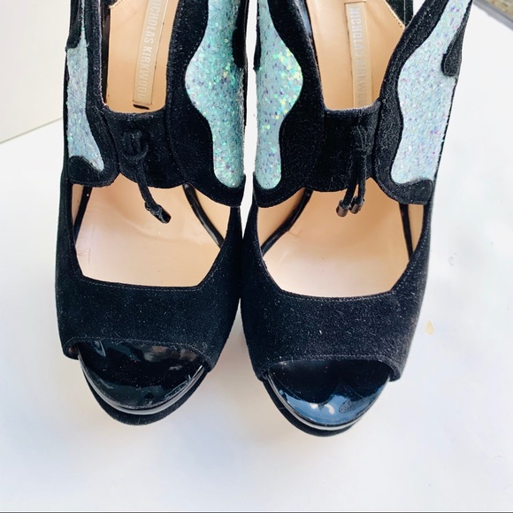 Nicholas Kirkwood Glitter Cutout Heels 37 - Picture 7 of 8